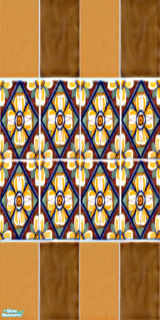 Sims 2 — KS Rustic Floral Tiled Wall by mskitty — I hope you like it. Looks great in the game.