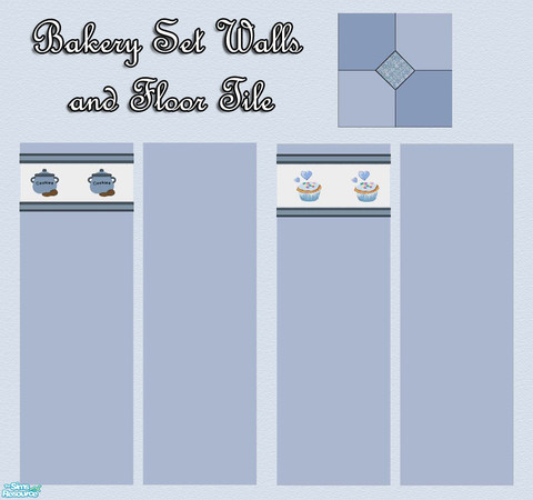 Sims 2 — Sugar n Spice Bakery Walls and Floor Tile by cat3cm — Walls and floor tile for the bakery set.