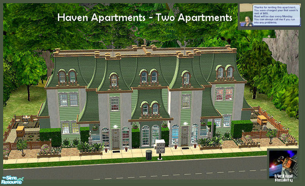 Sims 2 — Haven Apartments by Virtual_Reality — A block of two fully fursnished, decorated and landscaped apartments that