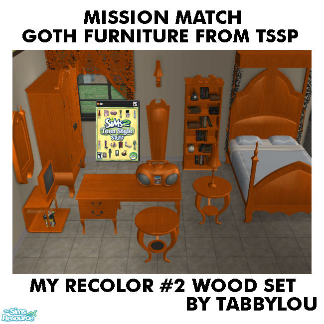 The Sims Resource - TL - MM Goth Style Furniture Recolor02Wd Set