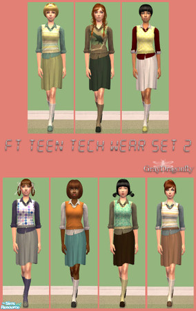 Sims 2 — FT Teen Tech Wear - Set 2 by GrayDragonfly — Second part of a two part set. This set includes 7 recolors of the