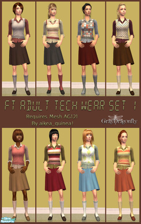 Sims 2 — FT Adult Tech Wear - Set 1 by GrayDragonfly — First part of a two part set. This set includes 8 recolors of the