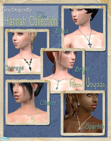 Sims 2 — The Hannah Collection (BonVoyage) by GrayDragonfly — This set includes 5 jewelry sets. Each individual piece