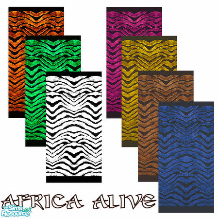 Sims 2 — Africa Alive by Ses — A vibrant colour set of Zebra printed wallpaper