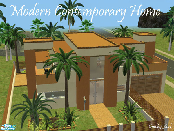 Sims 2 — Modern Contemporary 1 by Gumby_Girl — Sante Fe colours feature in this 2 bed, 2 bathroom modern style home.