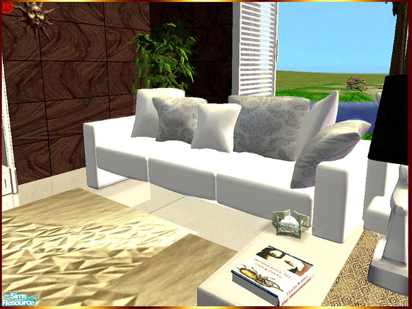 Sims 2 — White Living Room - little loveseat by kibanahnah — place the chair near it so that your sim can sit on the