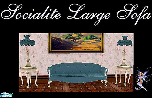 Sims 2 — Socialite Livingroom Collection - 0 by LD202 — Socialite Large Sofa (3 tile) in a nice blue green color with