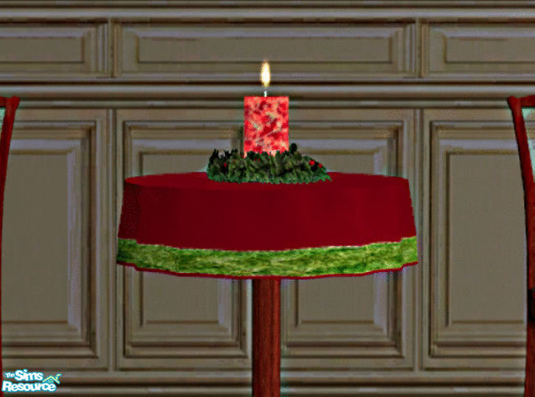 Sims 2 — Christmas Kitchen Candle by lisa9999 — A red sparkled candle nestled in a wreath.