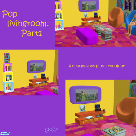 Sims 2 — Pop Living room (part 1) by qth11 — A colourful living room for your sims. Puf texture from