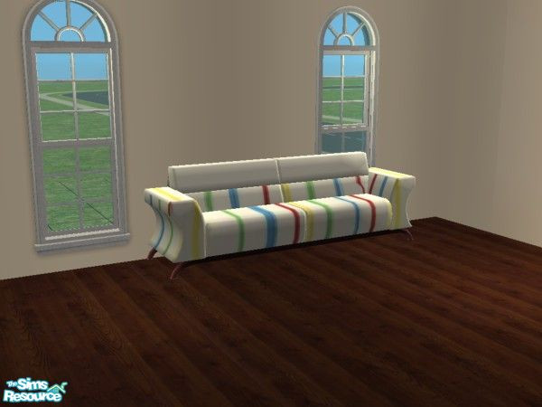 Sims 2 — Candy Coated Sofa Recolor Set #5 - Rainbow Stripes & white by mightyfaithgirl — A rainbow stripes and white