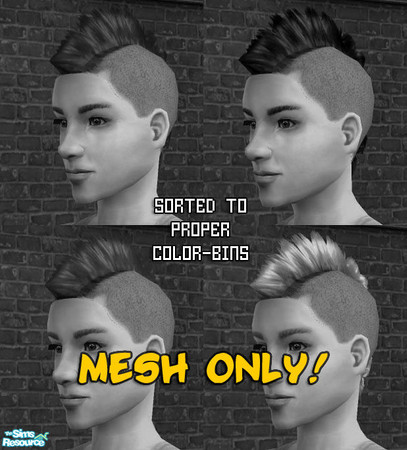Sims 2 — Short Mohawk for Males - New Mesh by BeOSBoxBoy — NOTA BENE: There may be problems with the re-colouring process