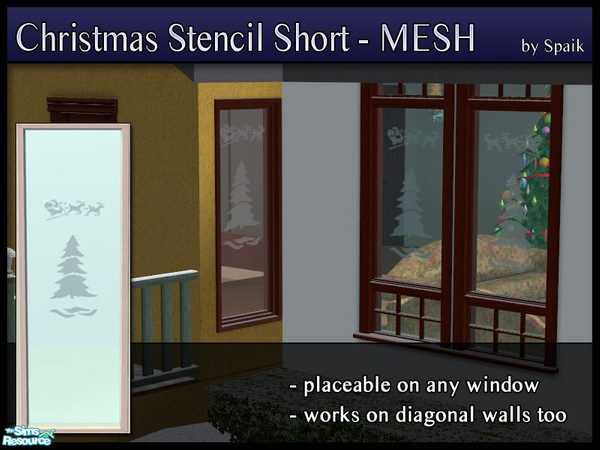 Sims 2 — Christmas Stencil Short - MESH by Spaik — Smaller stencil placeable on any window (though it doesn\'t look well