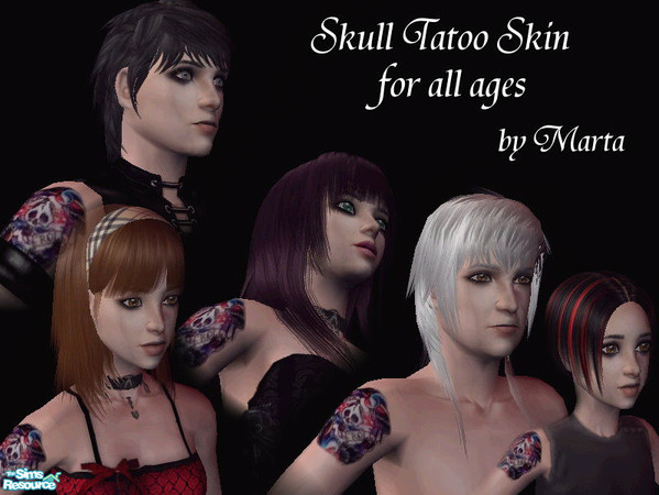 Sims 2 — Skull Tatoo Skin - For All Ages by martaerika — Punk Skin whit Skull Tatoo(of Mercedes Lander of Kittie)for all