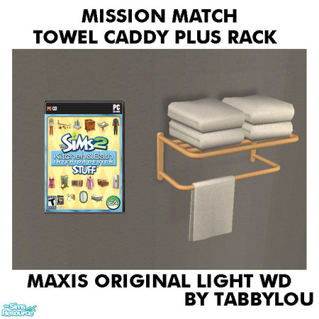 Sims 2 — TL - MM TowelCaddyPlusRack OrigLightWd by TabbyLou — Maxis Original Light Wood Recolor of the Towel Caddy Plus