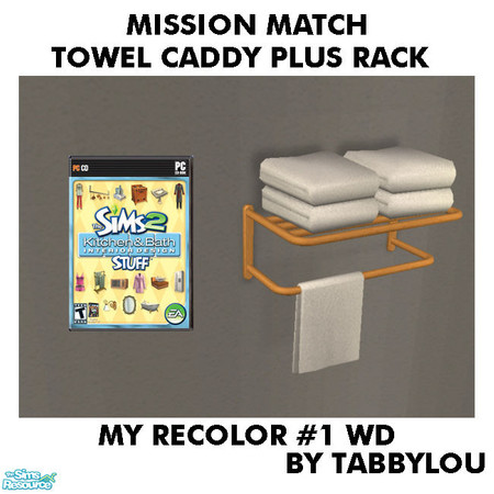 Sims 2 — TL - MM TowelCaddyPlusRack Recolor01Wd by TabbyLou — My Recolor #1 Wood Recolor of the Towel Caddy Plus (wall