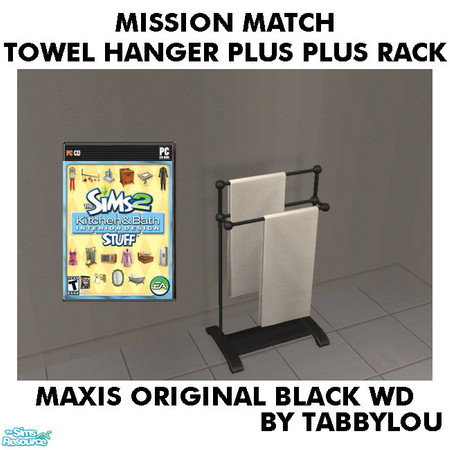 Sims 2 — TL - MM TowelHangerPlusPlusRack OrigBlackWd by TabbyLou — Maxis Original Black Wood Recolor of Towel Hanger Plus