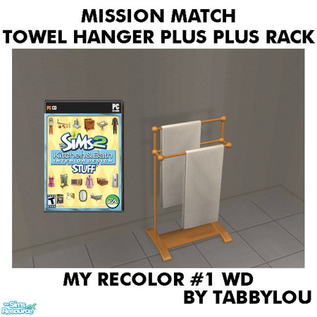 Sims 2 — TL - MM TowelHangerPlusPlusRack Recolor01Wd by TabbyLou — My Recolor #1 Wood Recolor of Towel Hanger Plus Plus