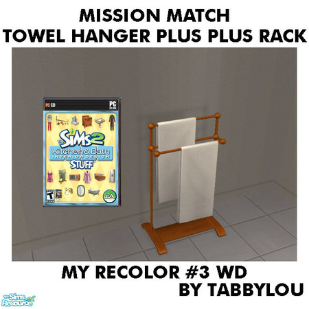 Sims 2 — TL - MM TowelHangerPlusPlusRack Recolor03Wd by TabbyLou — My Recolor #3 Wood Recolor of Towel Hanger Plus Plus
