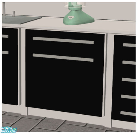 Sims 2 — Constance Kitchen Black & White -Trashcompactor by Elize-37sims — Fully animated.