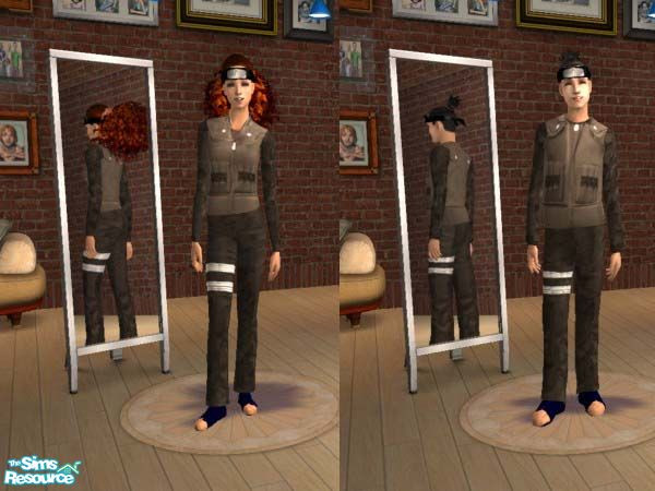 Sims 2 — Sand Chunin/Jounin Uniform by ProwlerTylo — The basic Chuunin and Jounin uniform of Hidden Sand utilizes all the