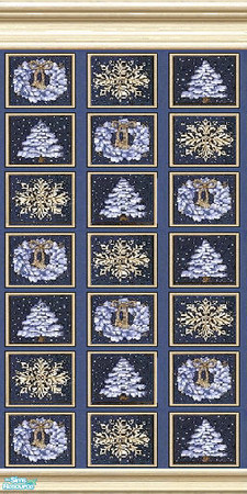 Sims 2 — jsf2PLLisaWinter by jsf — ParkLane mouldings hold a wallpaper depicting the wonderful symbols of winter and
