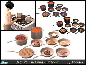 Sims 2 — Deco Pots and Pans with food by AnoeskaB — Decorative pots and pans with food. Needs the \"Deco Pots and