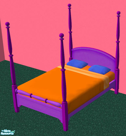 Sims 2 — Simpsons: Marge and Homer Simpson\'s Bedroom - Bedding by starstrucsims — Orange and blue bedding for Marge and