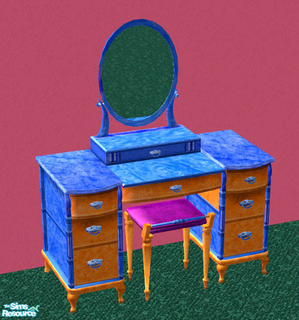 Sims 2 — Simpsons: Marge and Homer Simpson\'s Bedroom - Vanity by starstrucsims — Blue and orange vanity for the