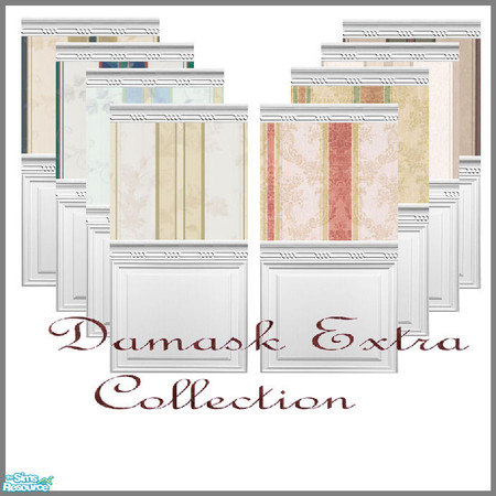 Sims 2 — Damask Extra Collection by robbyngirl — Panel walls with some of my favorite papers! Look for more extra