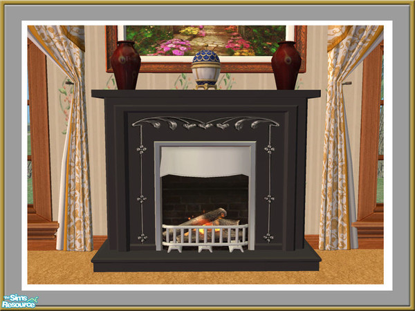 Sims 2 — Victorian Style Fire - Metal 02 by Shakeshaft — Part of a set of Victorian Styled Fire Surrounds, set includes 2