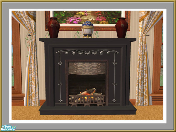 Sims 2 — Victorian Style Fire - Metal 04 by Shakeshaft — Part of a set of Victorian Styled Fire Surrounds, set includes 2