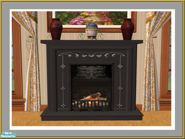 Sims 2 — Victorian Style Fire - Metal 05 by Shakeshaft — Part of a set of Victorian Styled Fire Surrounds, set includes 2