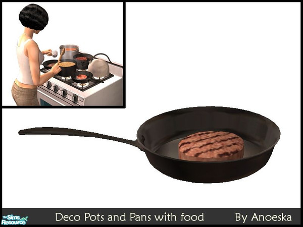 Sims 2 — Deco Pots And Pans With Food 8 by AnoeskaB — Decorative pots and pans with food. Needs the \"Deco Pots and