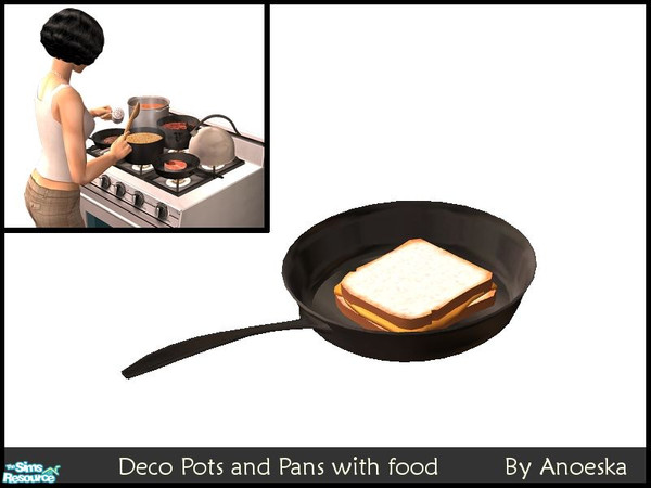 Sims 2 — Deco Pots And Pans With Food 3 by AnoeskaB — Decorative pots and pans with food. Needs the \"Deco Pots and