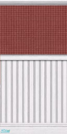 Sims 2 — Red High Up by mightyfaithgirl — Red textured check/plaid paper with heightened white wainscoting