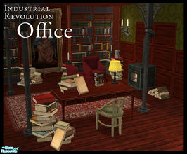 Sims 2 — IR Office by Murano — Office in the style of the industrial revolution era. Contains chair, livingchair, pile of