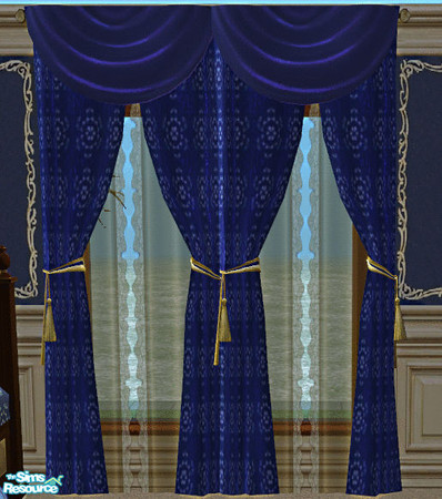 Sims 2 — Bule Christmas Bedroom Drapes by lisa9999 — Royal blue with faint snow falkes.