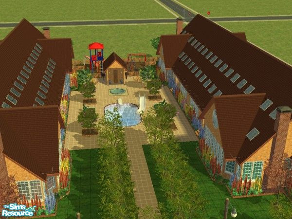 Sims 2 — Belmont by squeakers — 4 large 2bedroom, 1 bath homes, large rooms, lots of colors and room for everyone. This