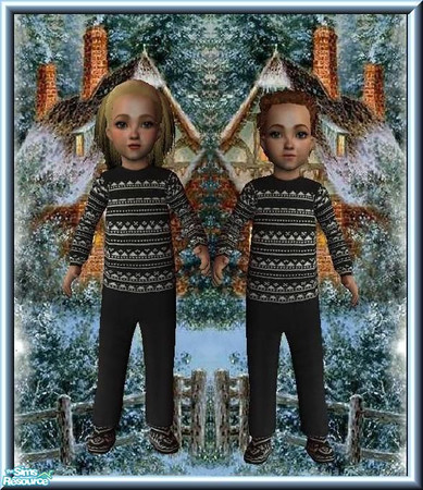Sims 2 —  Grey Norwegian Pajama for Toddlers  by Dirtdevill — Norwegian sweaters are known everywhere for their