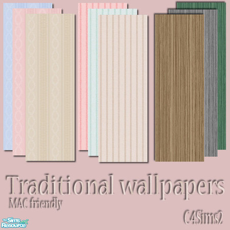 Sims 2 — Traditional Wallpapers by FaronDesign — 3 different patterns, in 3 different colours. Mac friendly.