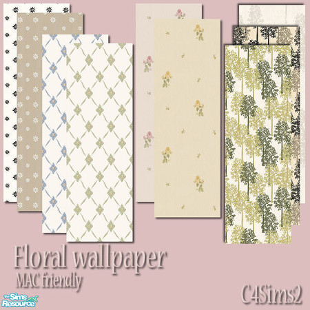 Sims 2 — Floral Wallpaper by FaronDesign — 9 different floral wallpapers, Mac friendly