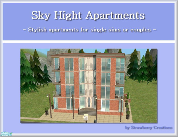 Sims 2 — Sky High Apartments by Strawbz — Stylish 1 bedroom apartments for single sims or couples just starting out