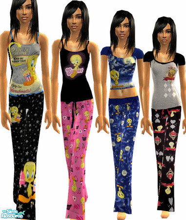 Sims 2 — Tweety by theplayanita — A Pjs Set For female teen sims Enjoy!