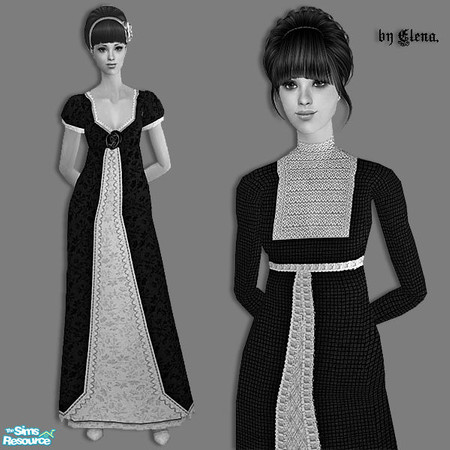 Sims 2 — Promenade - MESH by Elena. — Alpha editable mesh (sleeves, collar and skirt)