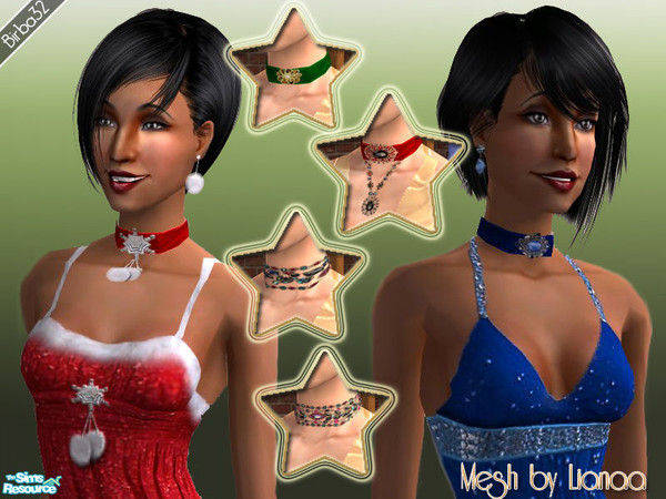 Sims 2 — Necklaces and earrings for Christmas by Birba32 — A set of 6 parure. Your sims must absolutely have these parure