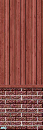 Sims 2 — Studio K Vertical Wood & Dark Brick - Burnt Coral by StudioKhagerks — 