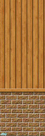 Sims 2 — Studio K Vertical Wood & Dark Brick - Golden by StudioKhagerks — 