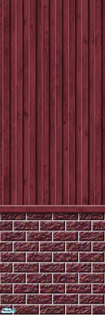 Sims 2 — Studio K Vertical Wood & Dark Brick - Burgundy by StudioKhagerks — 