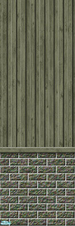 Sims 2 — Studio K Vertical Wood & Dark Brick - Moss by StudioKhagerks — 