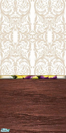 Sims 2 — tams tc 119 set - Tams Wall For Tc 119 by tambriah — tan lace patterned top with wood bottom & floral chair